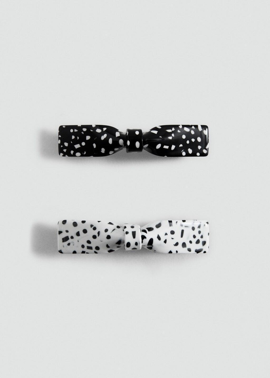 Black Set Of Bow Hair Clips, Set Of 2, Black, large image number 2