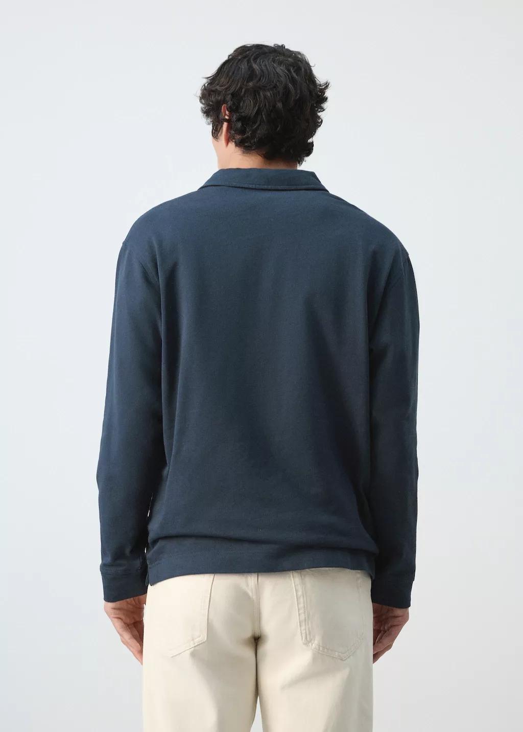 Navy 100% Cotton Polo Shirt With Graphic Embroidery, Navy, medium