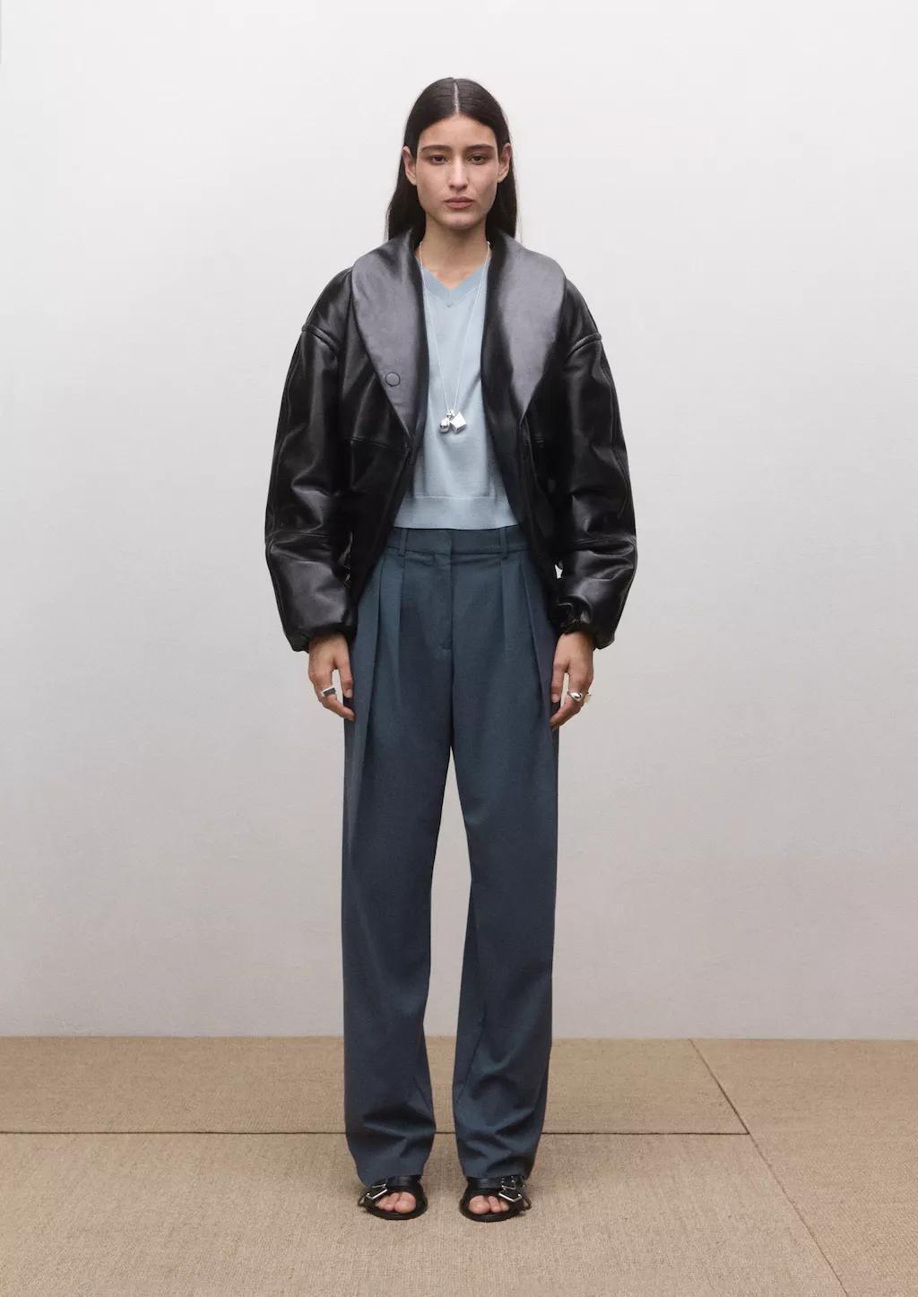 Orange Wool Short-Sleeved Sweater, Medium Blue, large image number 0