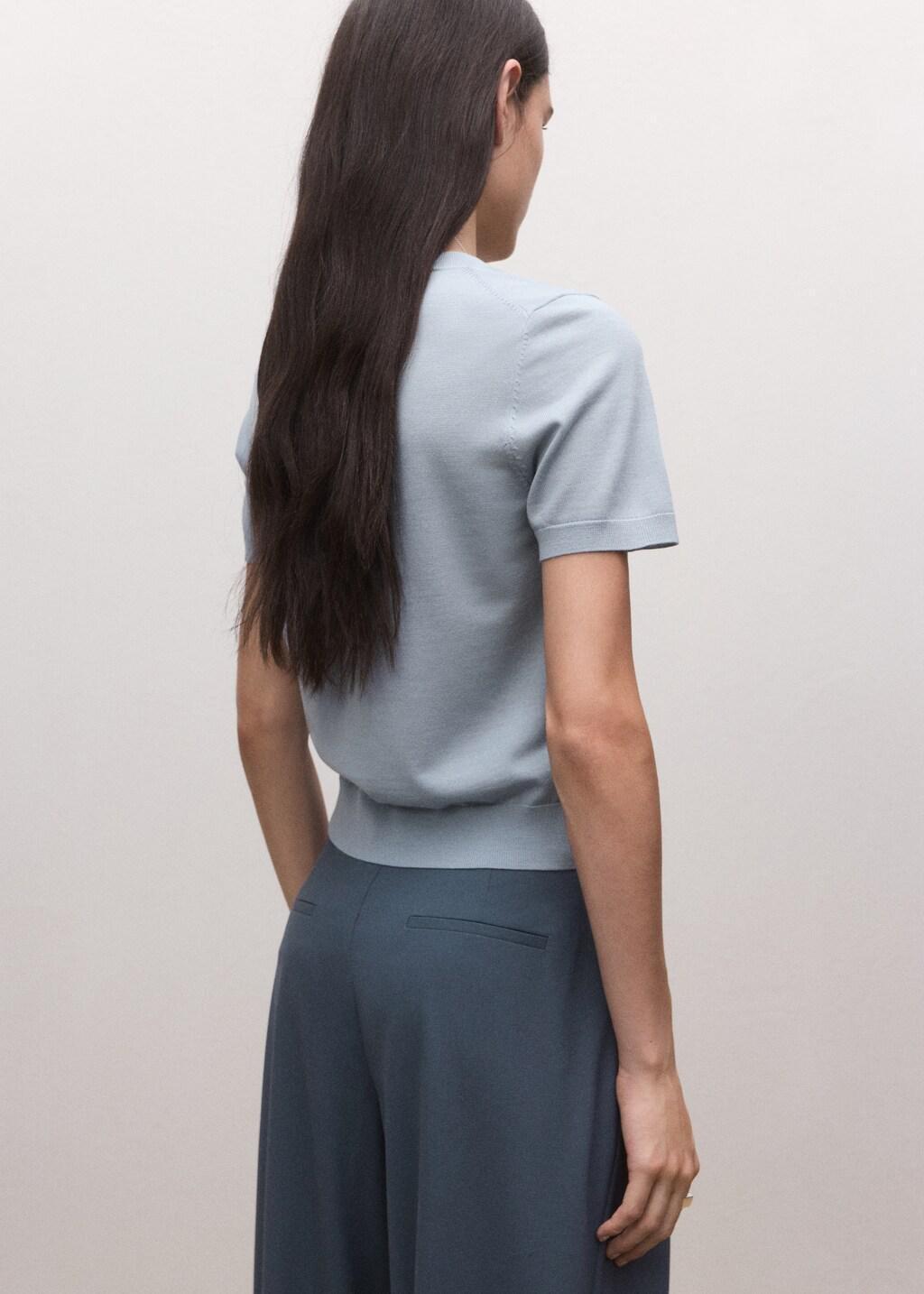 Orange Wool Short-Sleeved Sweater, Medium Blue, large image number 2