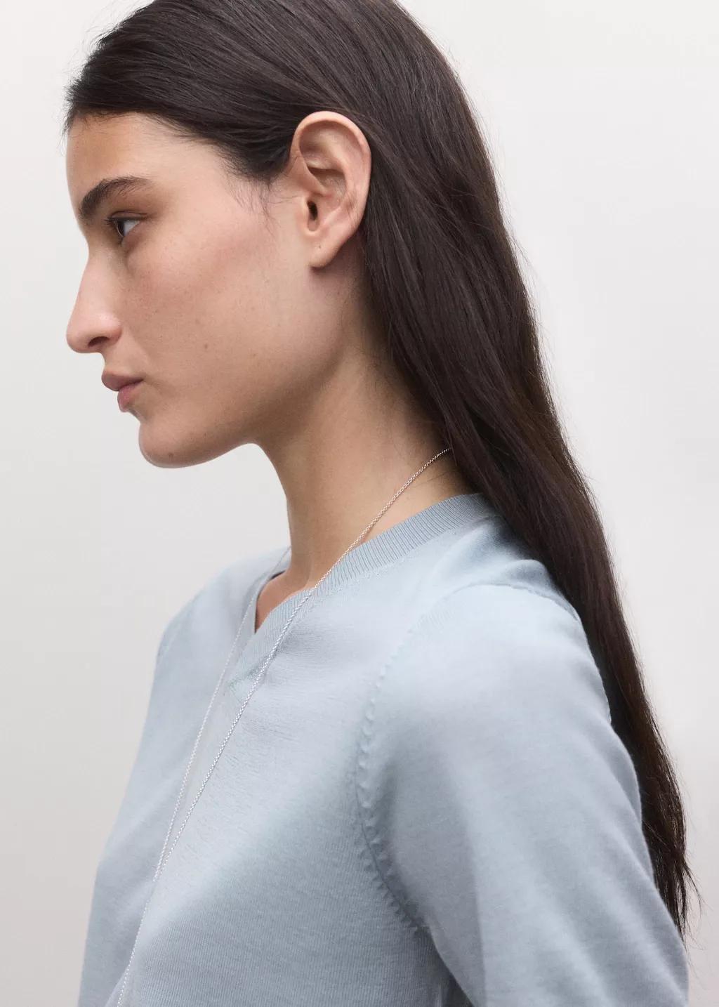 Orange Wool Short-Sleeved Sweater, Medium Blue, large image number 4