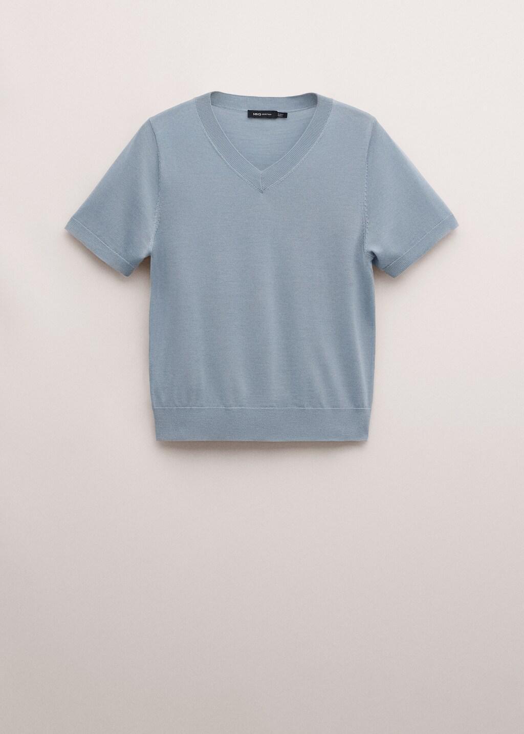 Orange Wool Short-Sleeved Sweater, Medium Blue, large image number 7