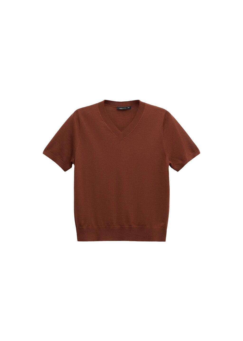 Orange Wool Short-Sleeved Sweater, Rust - Copper, large image number 6