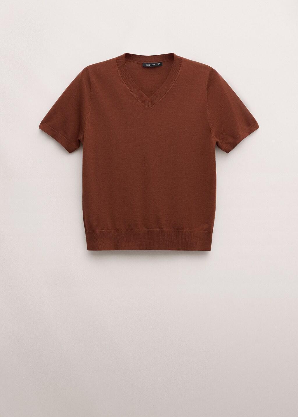 Orange Wool Short-Sleeved Sweater, Rust - Copper, large image number 7