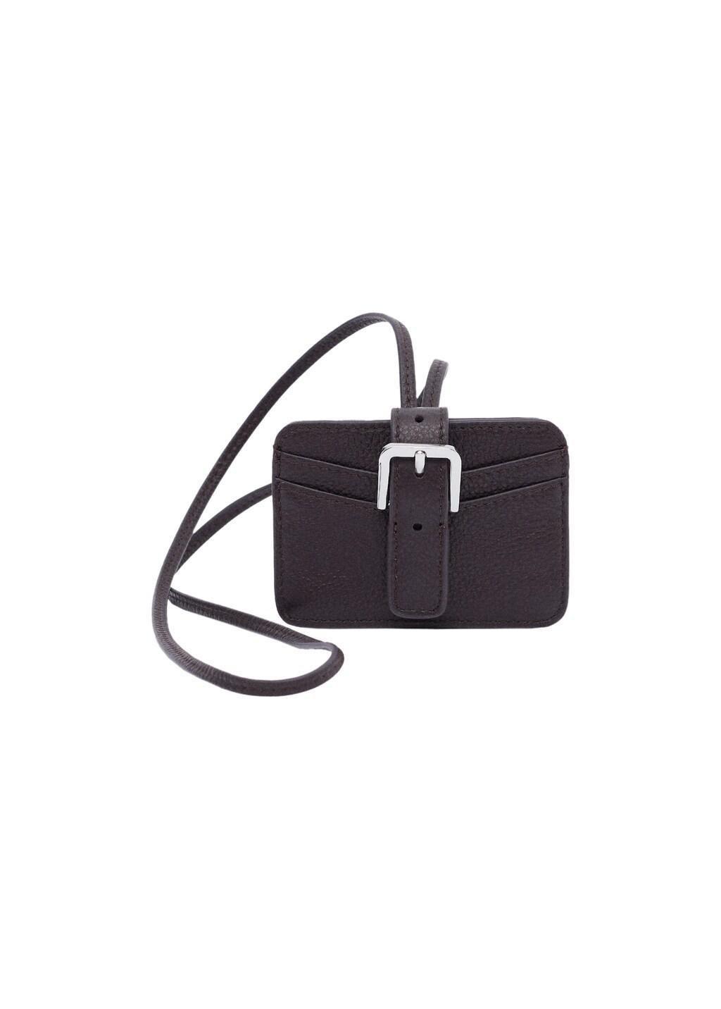Red Leather Card Holder With Buckle Closure, Dark Red, large image number 3