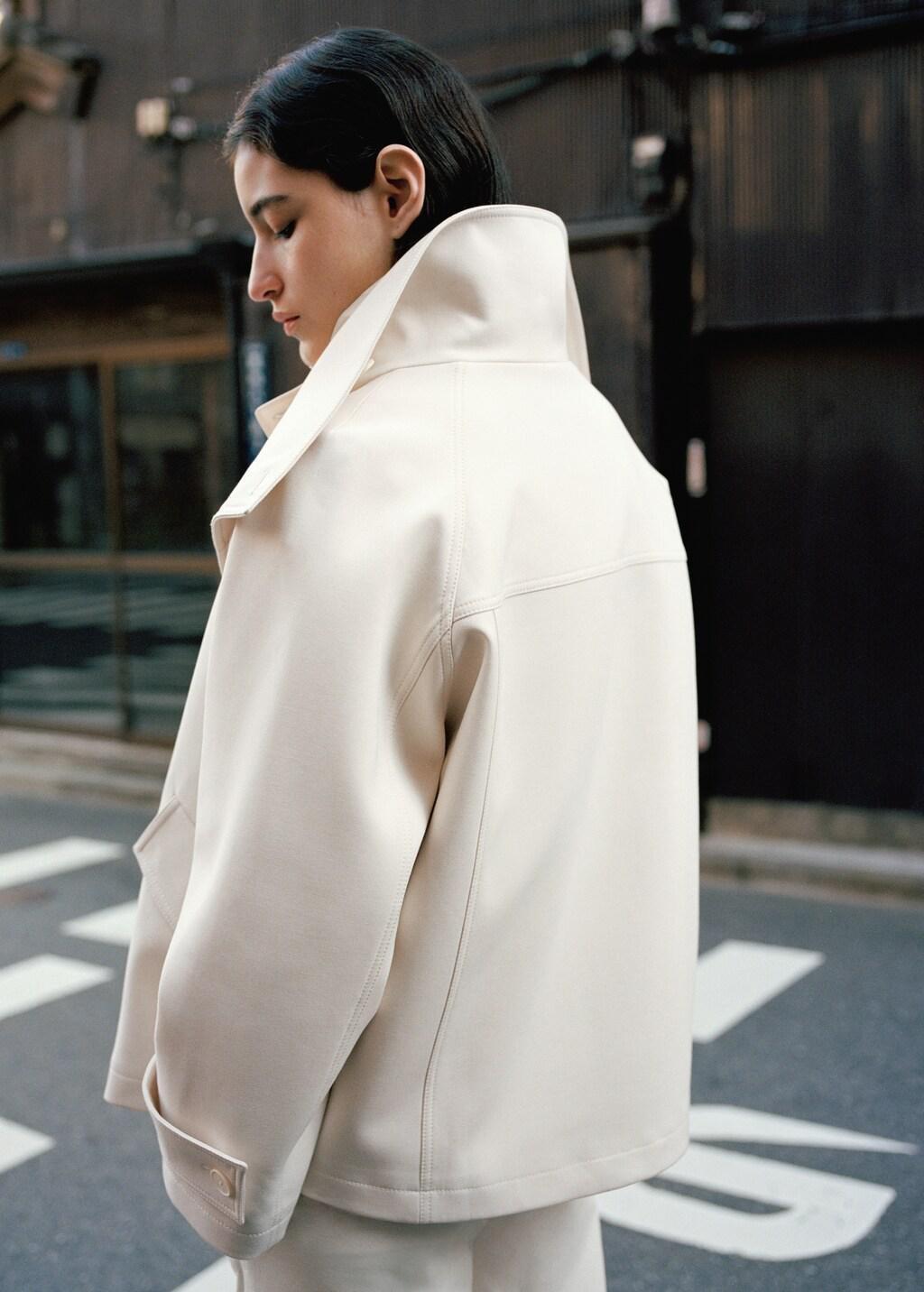 Yellow Funnel Neck Parka With Pockets, Yellow, large image number 2