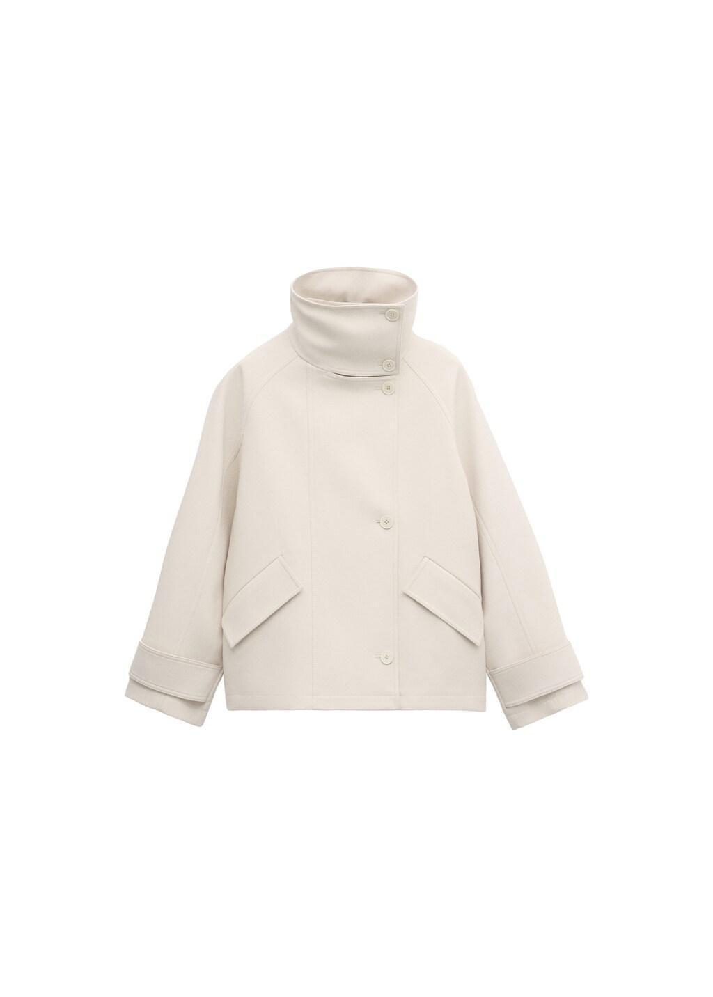 Yellow Funnel Neck Parka With Pockets, Yellow, large image number 6