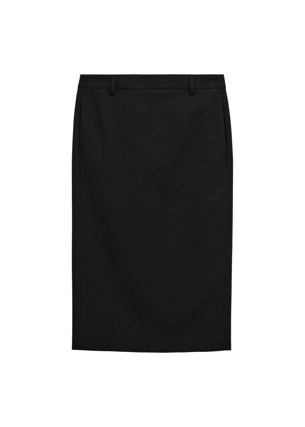 Black Wool-Blend Midi-Skirt, Black, large image number 6