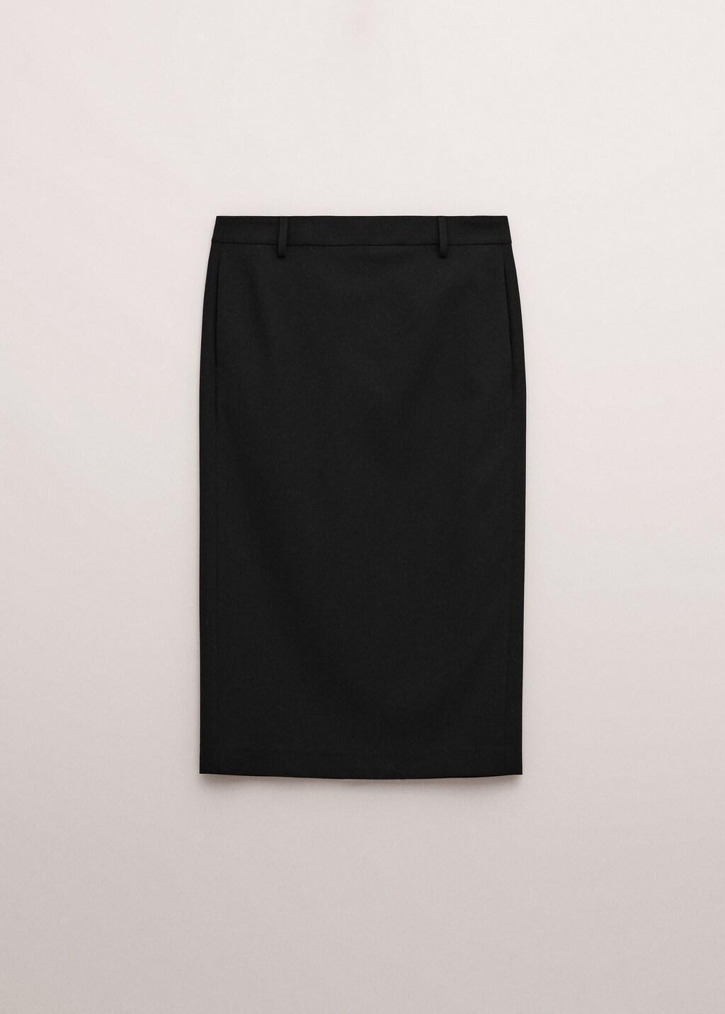 Black Wool-Blend Midi-Skirt, Black, large image number 7