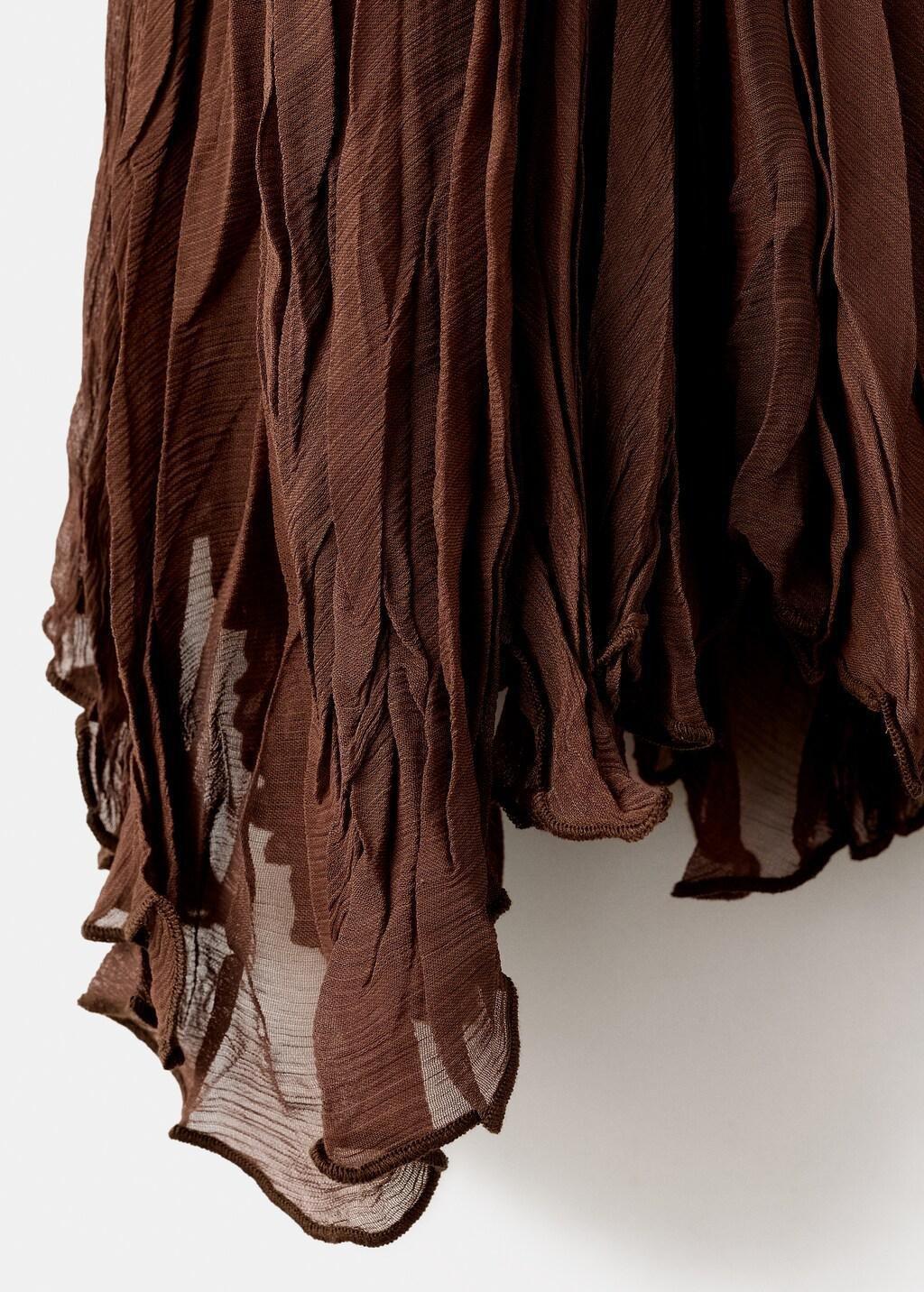 Brown Ruffled Chiffon Skirt, Brown, large image number 1