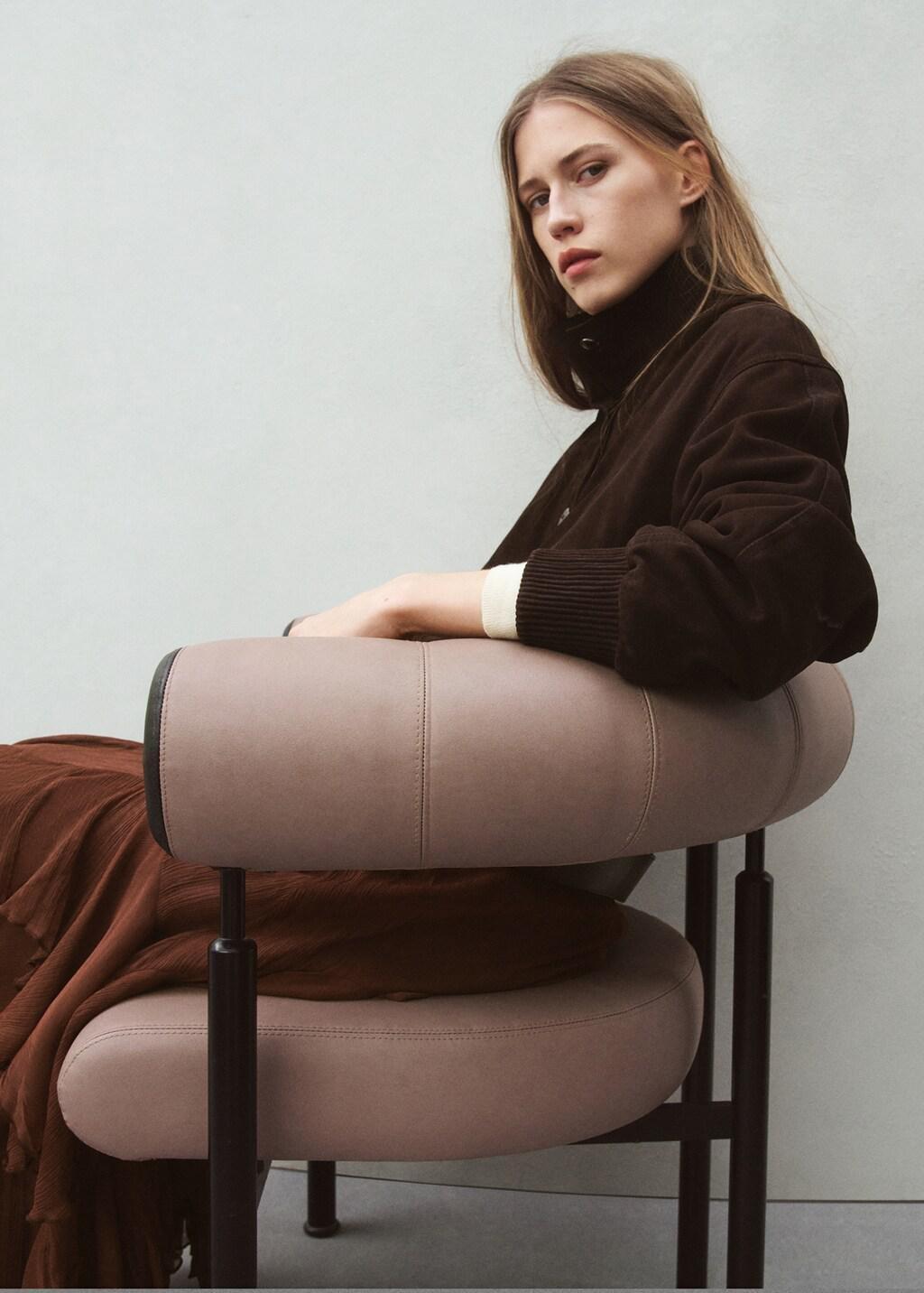 Brown Ruffled Chiffon Skirt, Brown, large image number 6