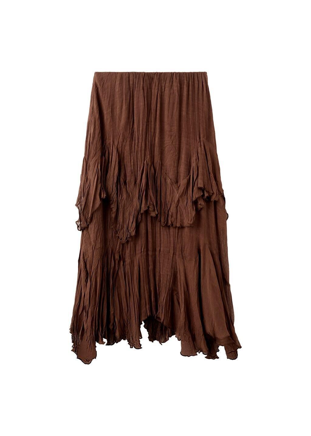 Brown Ruffled Chiffon Skirt, Brown, large image number 7