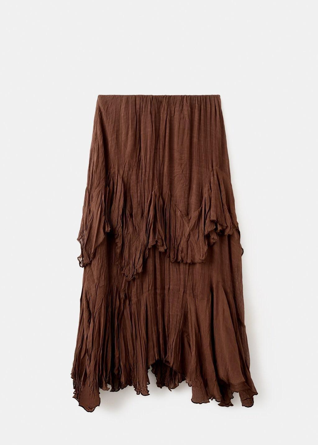 Brown Ruffled Chiffon Skirt, Brown, large image number 8