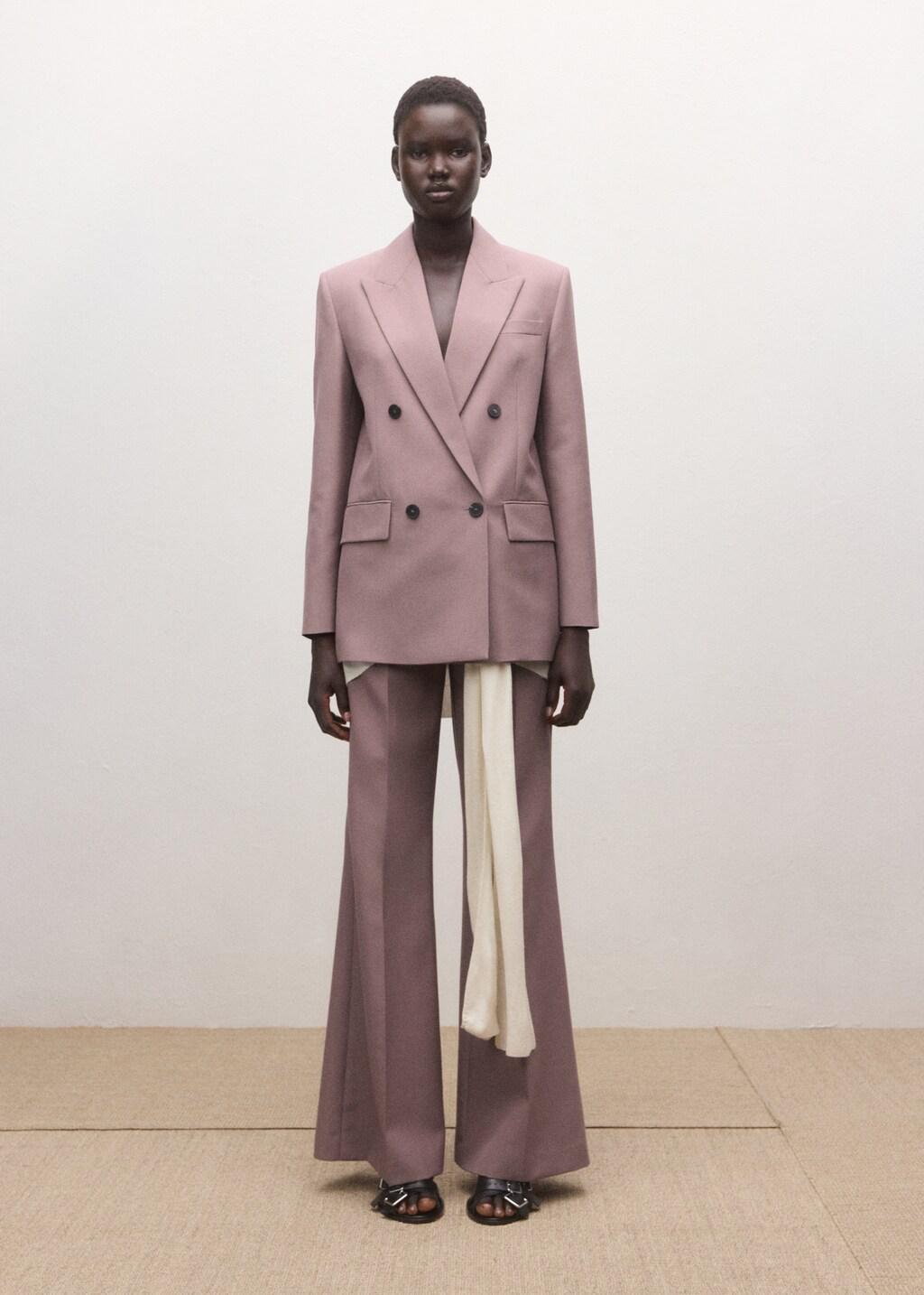 PINK Double-breasted wool suit jacket, Pink, large image number 0