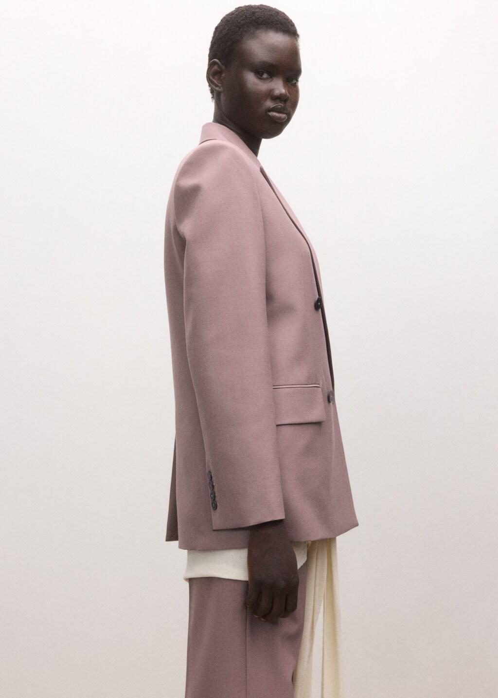 PINK Double-breasted wool suit jacket, Pink, large image number 3