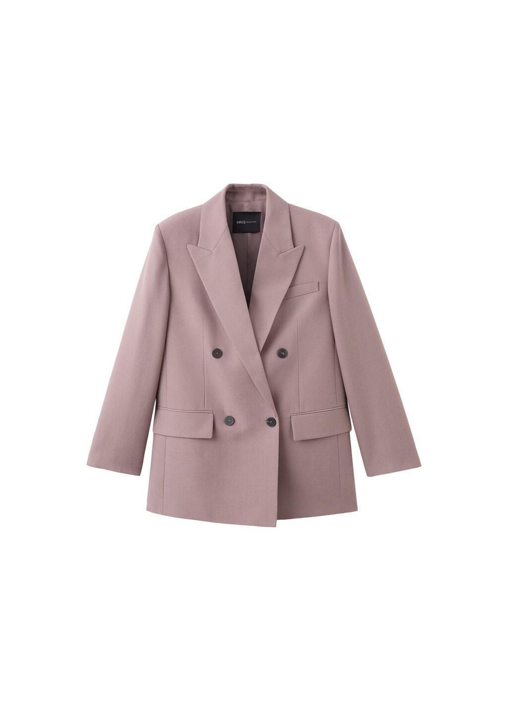 PINK Double-breasted wool suit jacket, Pink, large image number 6