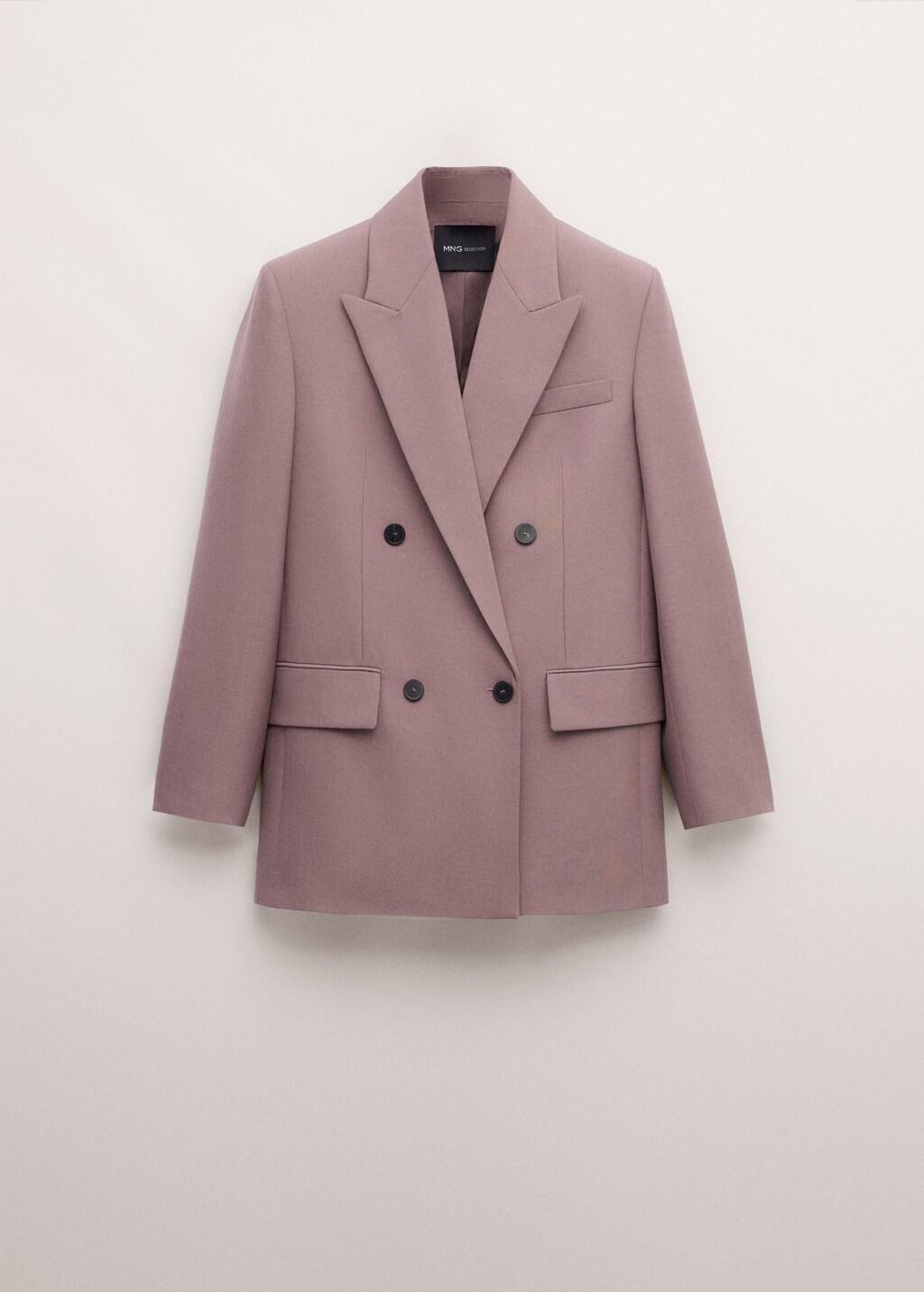 PINK Double-breasted wool suit jacket, Pink, large image number 7