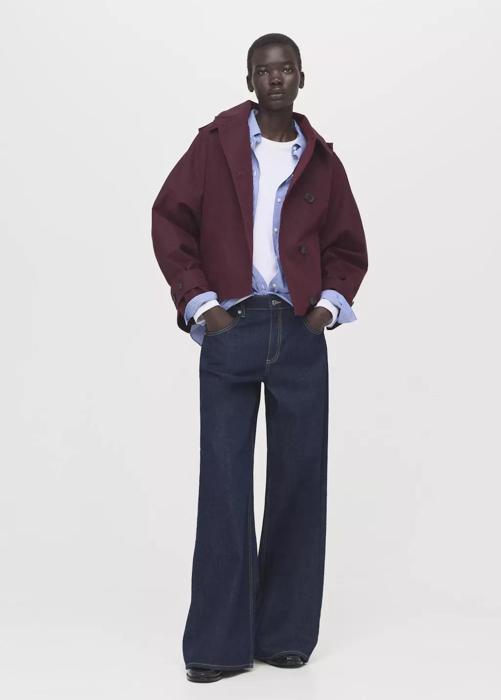 Red Double-Breasted Trench With Hood, 0201_76, medium