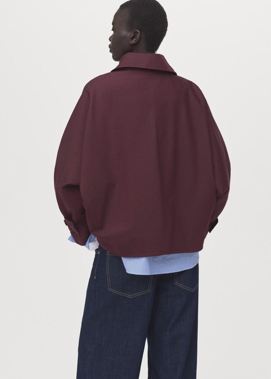 DARK RED Double-breasted trench with hood, Dark Red, large image number 2