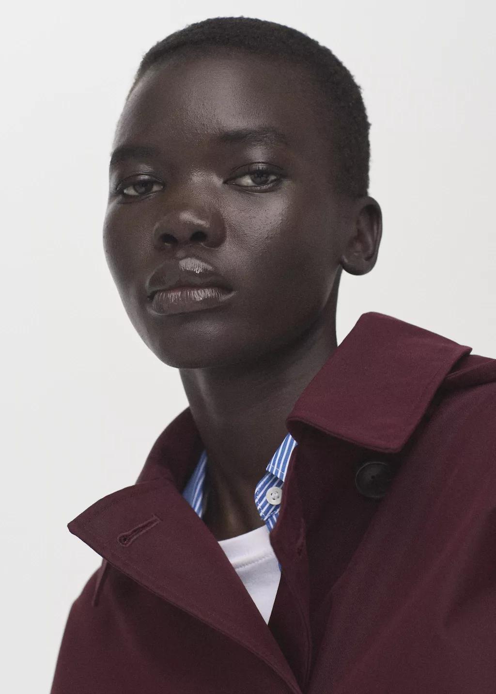 DARK RED Double-breasted trench with hood, Dark Red, large image number 4