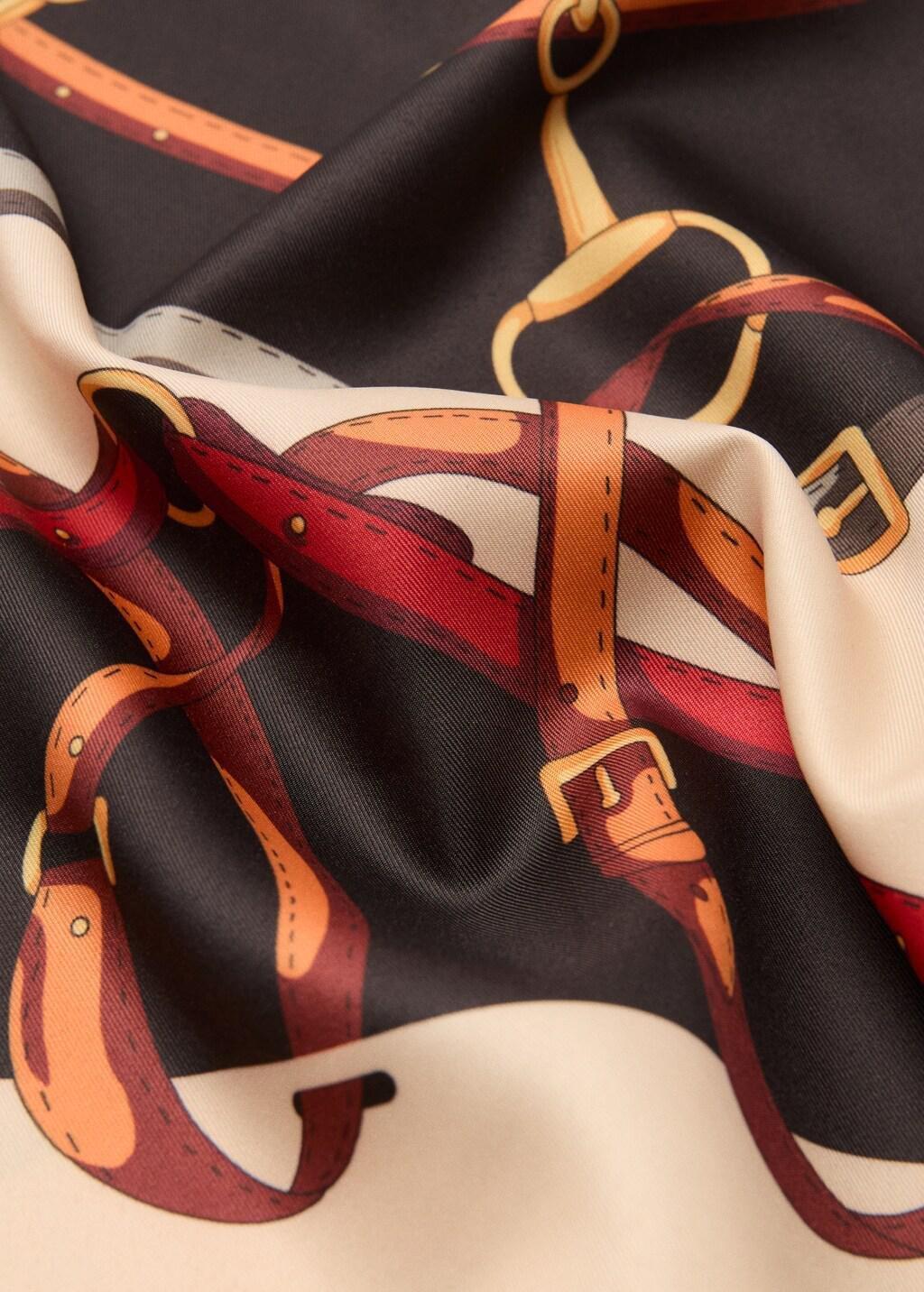 Beige Chain-Print Scarf, Light Beige, large image number 0