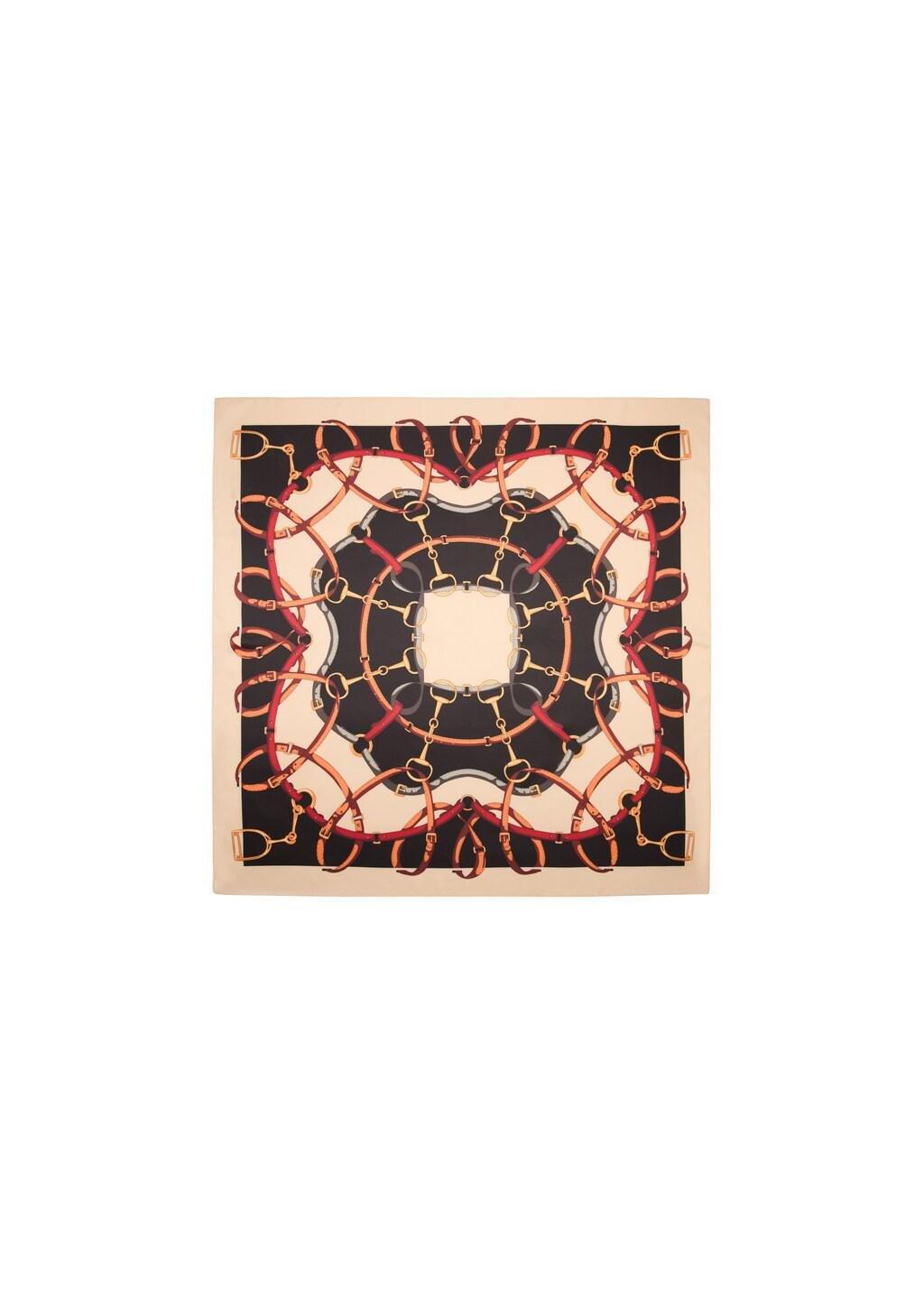 Beige Chain-Print Scarf, Light Beige, large image number 2