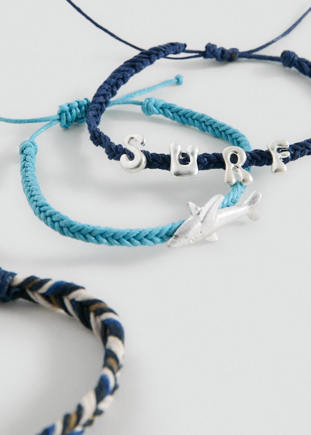 Navy Cord Bracelet Set, Kids Boy, Navy, medium