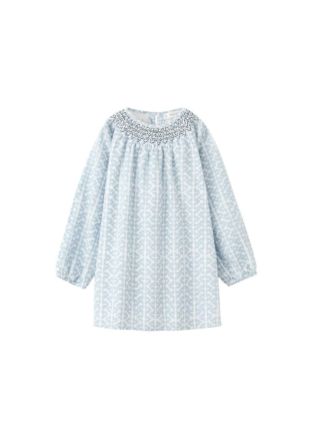 Blue Lt Pastel Short Patterned Dress, Baby Girl, Light-Pastel Blue, large image number 3