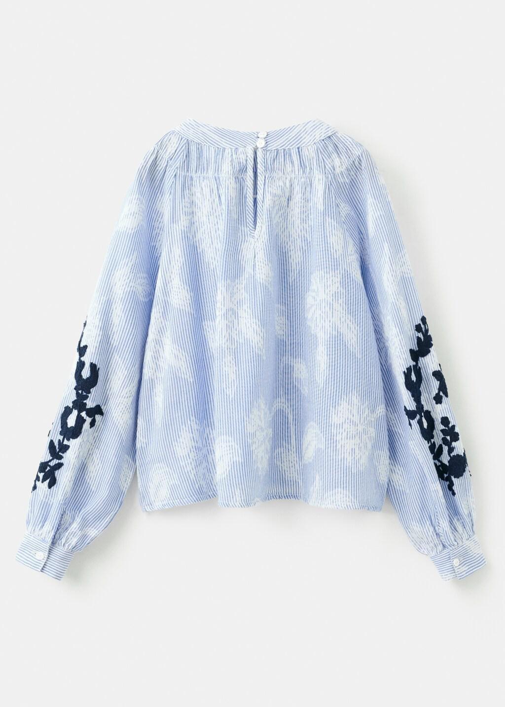 LT-PASTEL BLUE Floral embroidery blouse, Kids Girl, Light-Pastel Blue, large image number 1