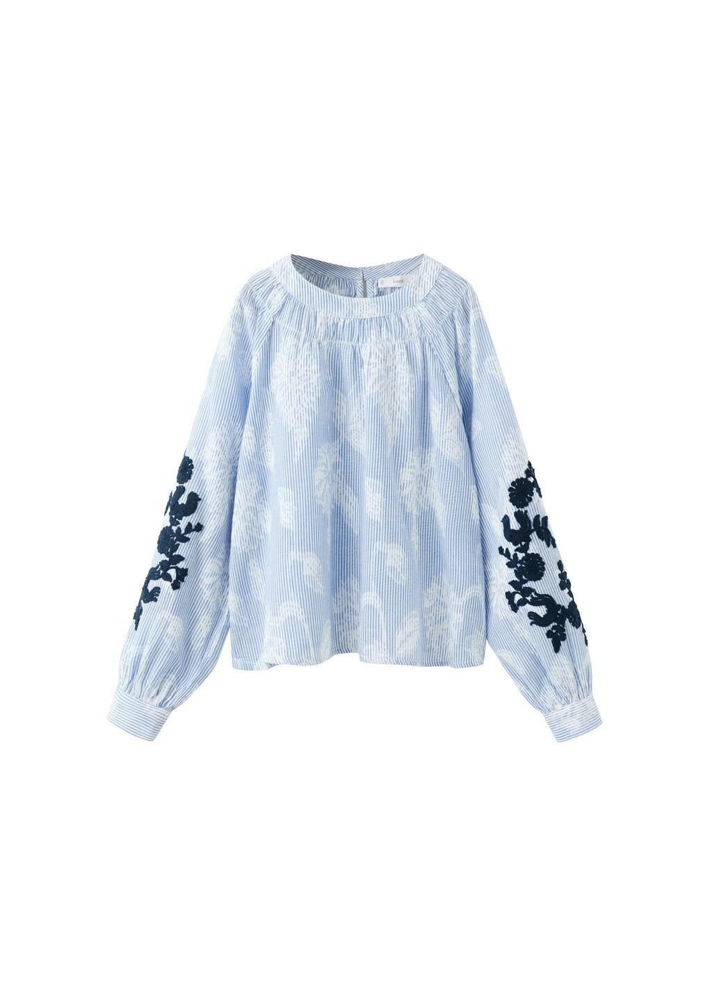 LT-PASTEL BLUE Floral embroidery blouse, Kids Girl, Light-Pastel Blue, large image number 5
