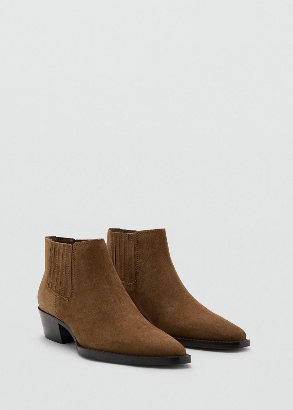 Brown Suede Block-Heel Boots, 0201_31, large image number 1
