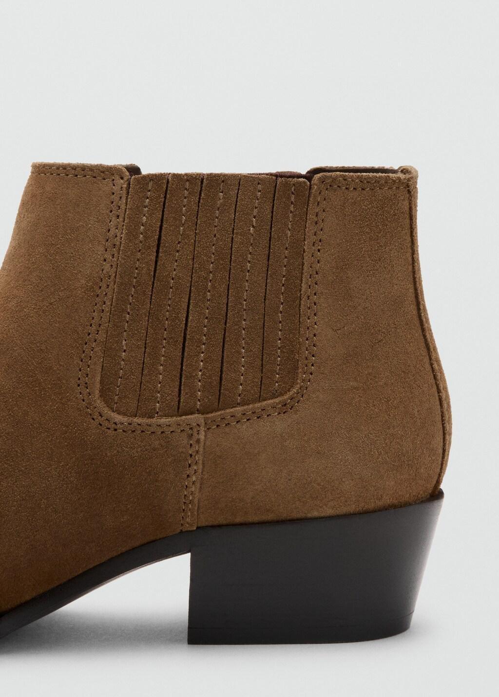 Brown Suede Block-Heel Boots, Medium Brown, medium