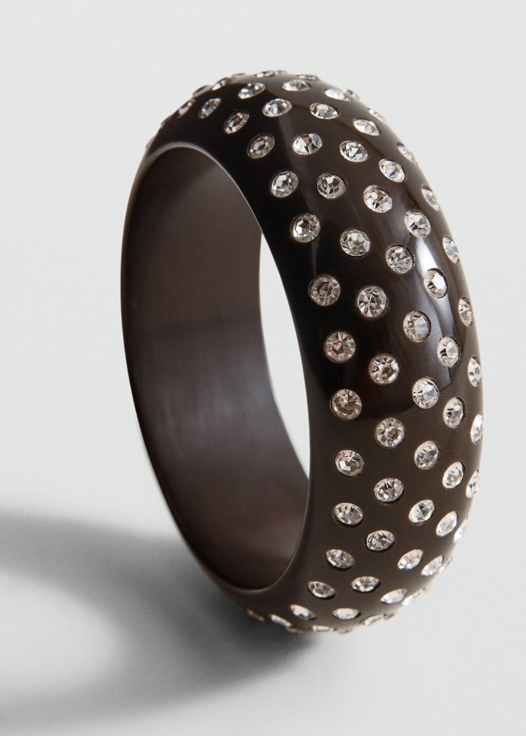Brown Resin Strass Bracelet, Brown, medium