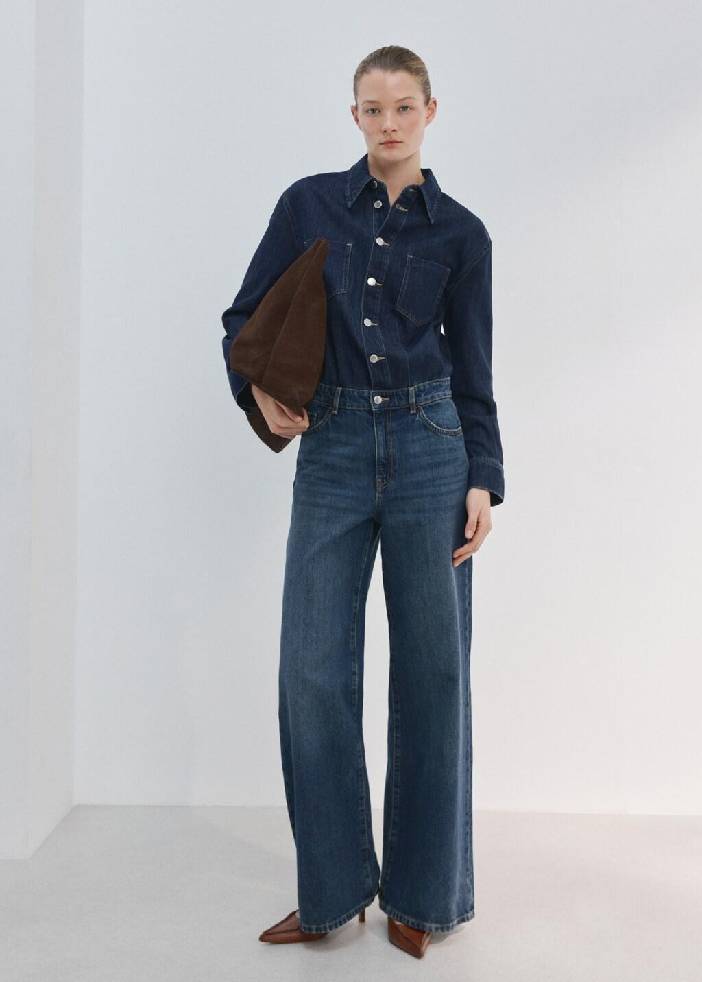 Blue Buttons Denim Jumpsuit, Open Blue, large image number 0