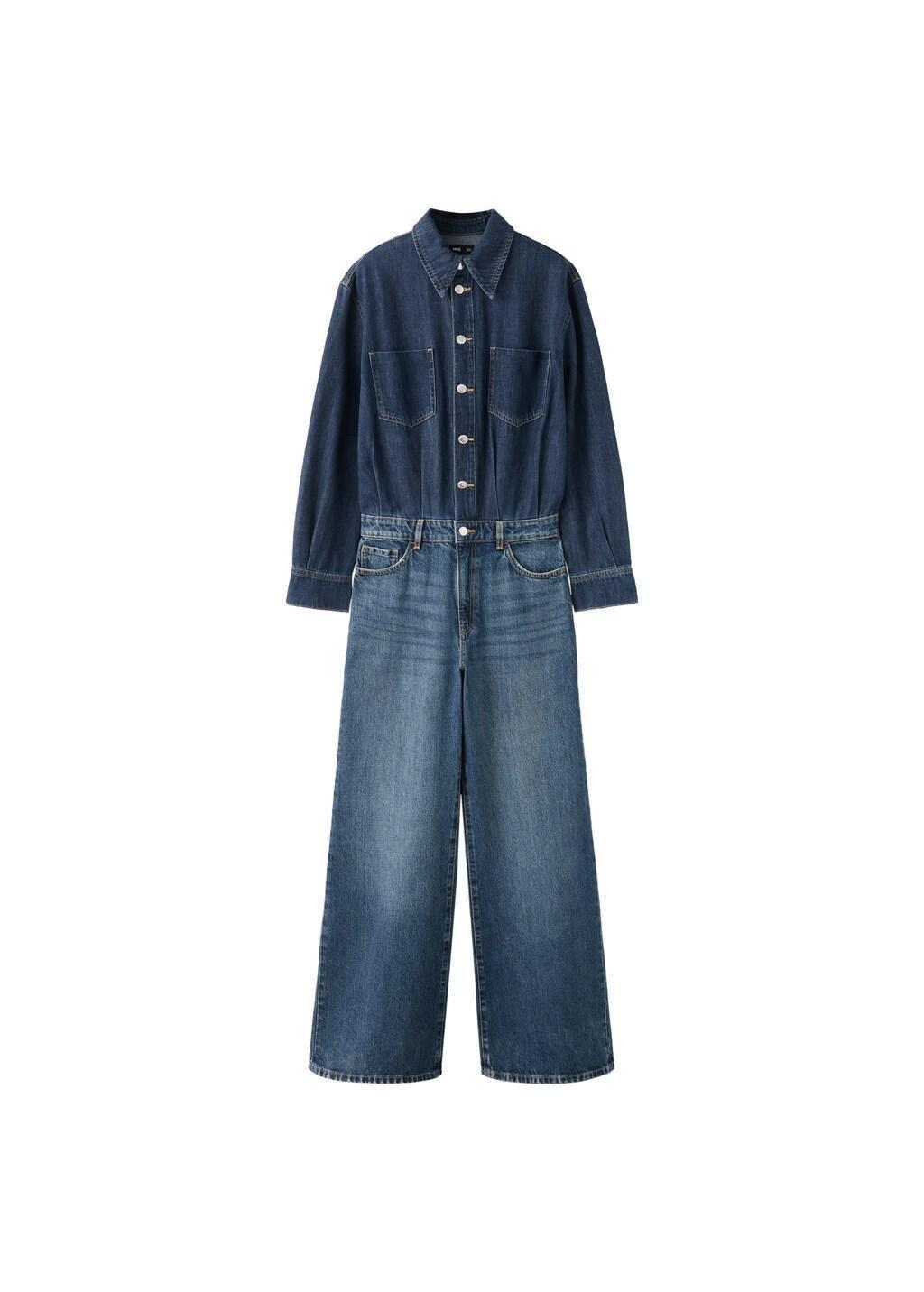 Blue Buttons Denim Jumpsuit, Open Blue, large image number 6