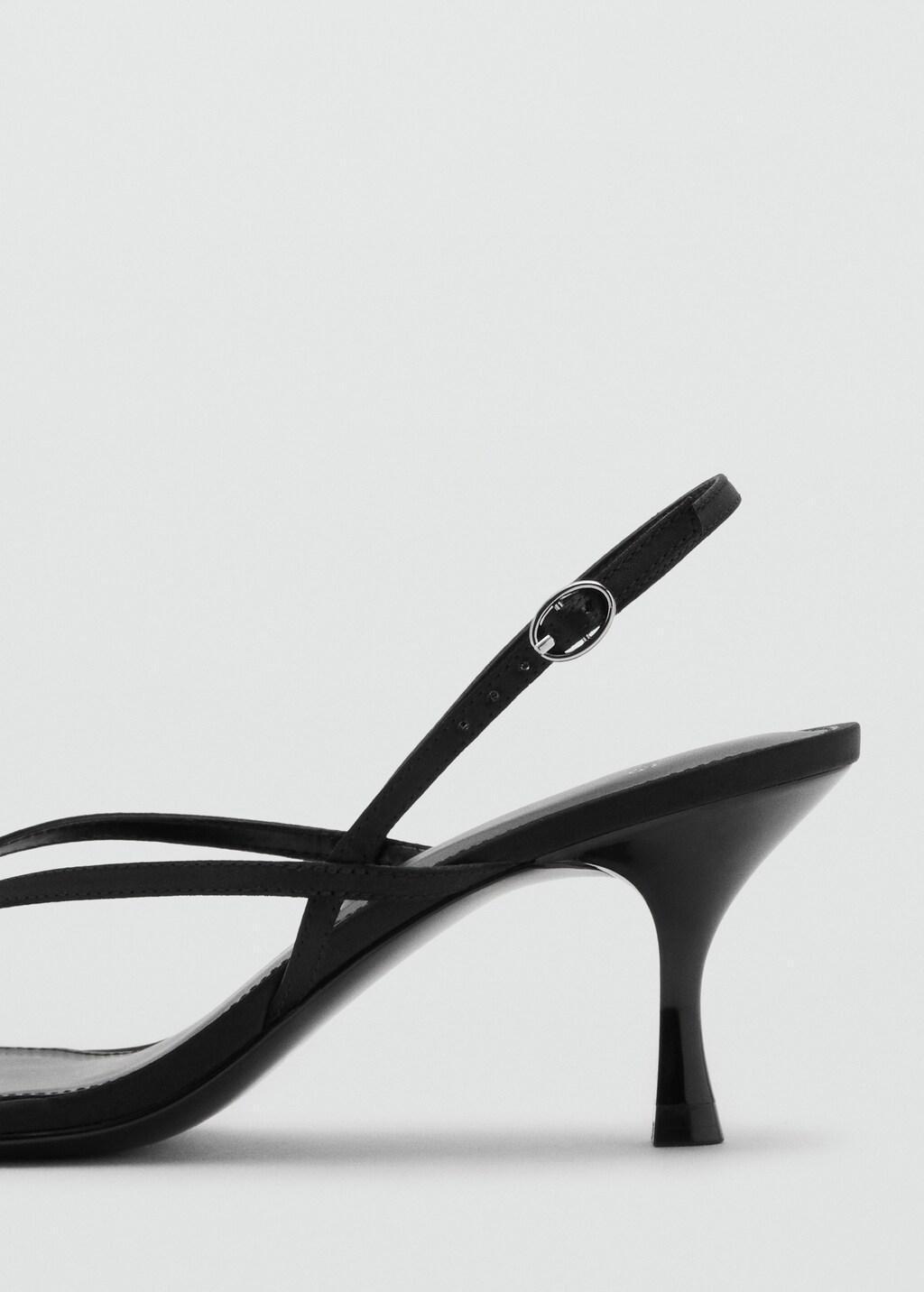 Black Strappy Heeled Sandals, Black, medium