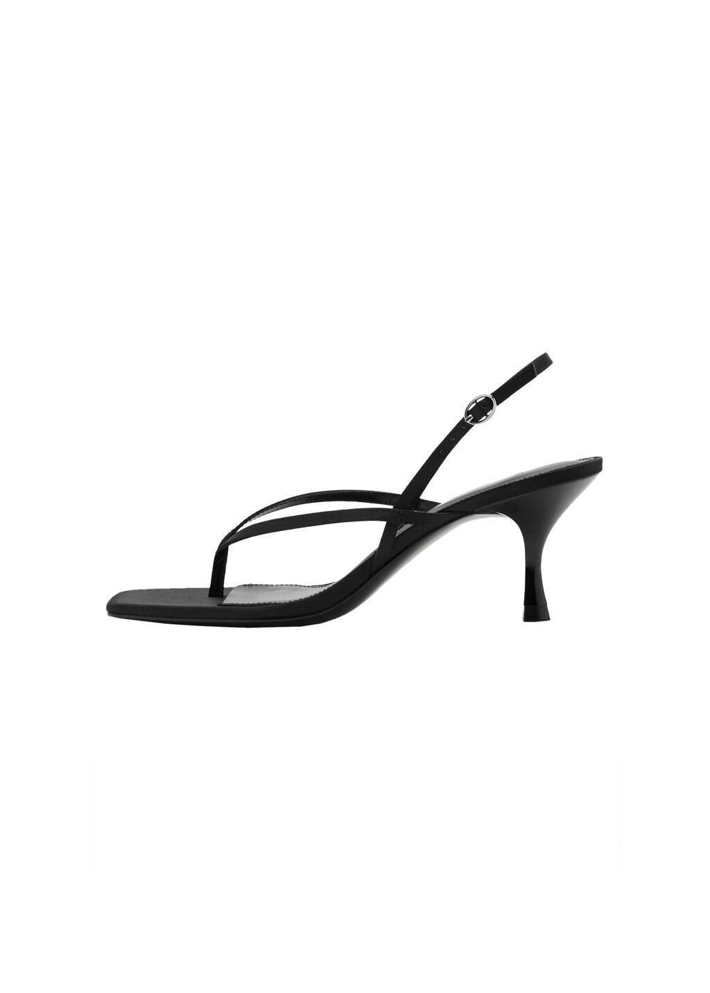 Black Strappy Heeled Sandals, Black, large image number 4