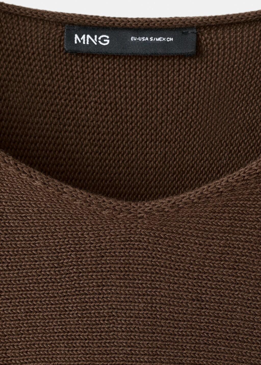 Brown Knit Belt Sweater, Dark Brown, large image number 1