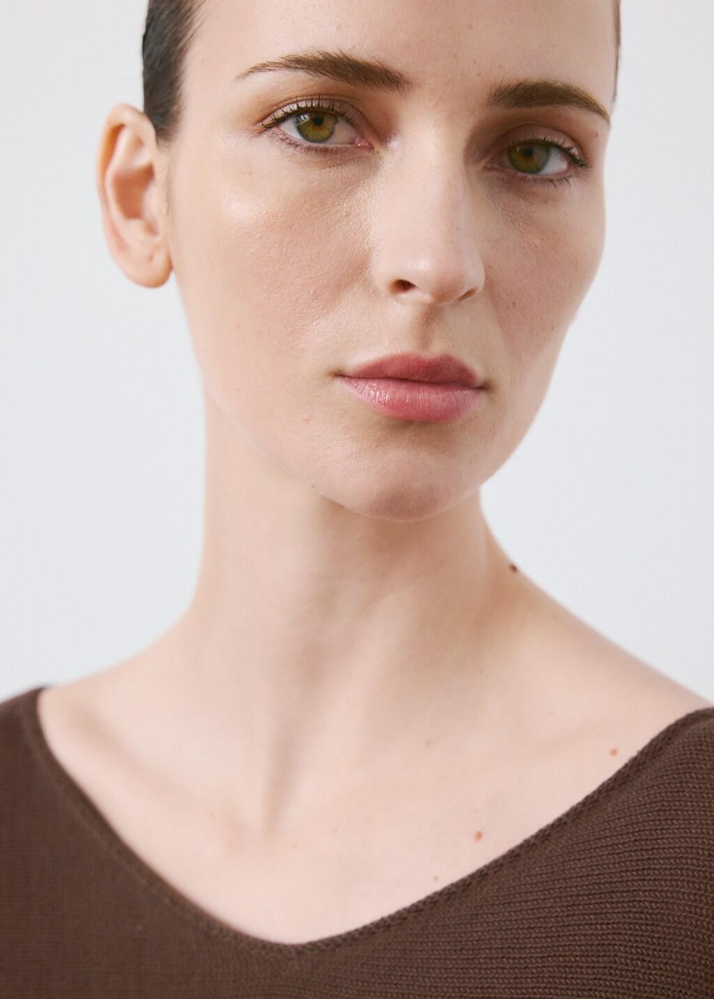 Brown Knit Belt Sweater, Dark Brown, large image number 4