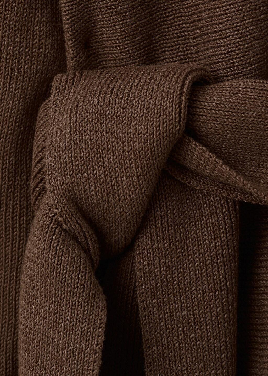 Brown Knit Belt Sweater, Dark Brown, large image number 5