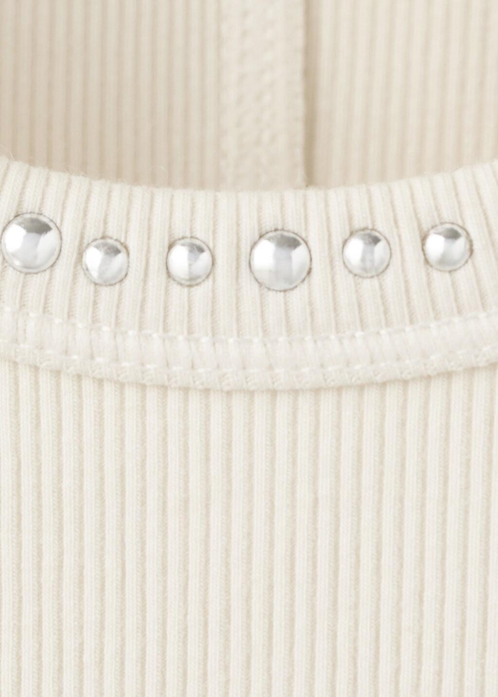 White Studded Trim Top, Natural White, large image number 1