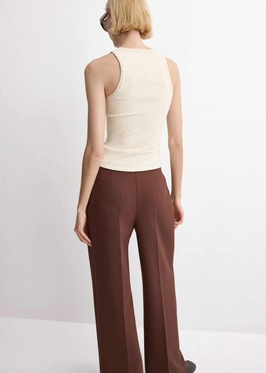 White Studded Trim Top, Natural White, large image number 3