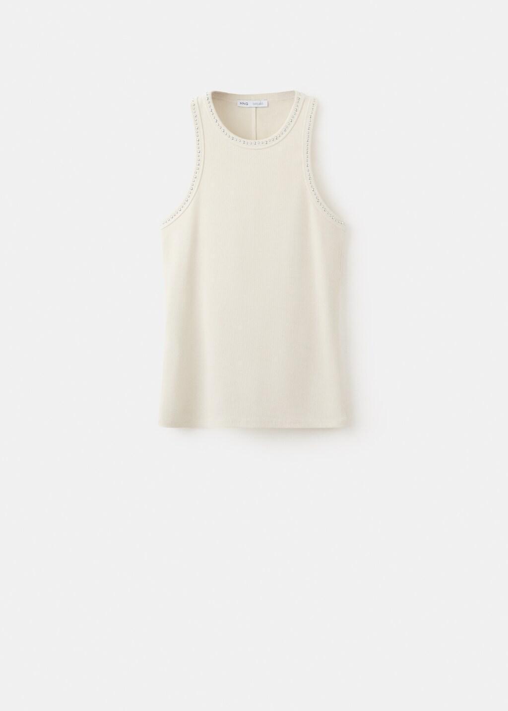 White Studded Trim Top, Natural White, large image number 8