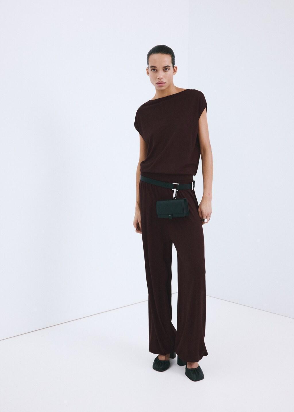 DARK RED Balloon knit trousers, 0201_77, large image number 0