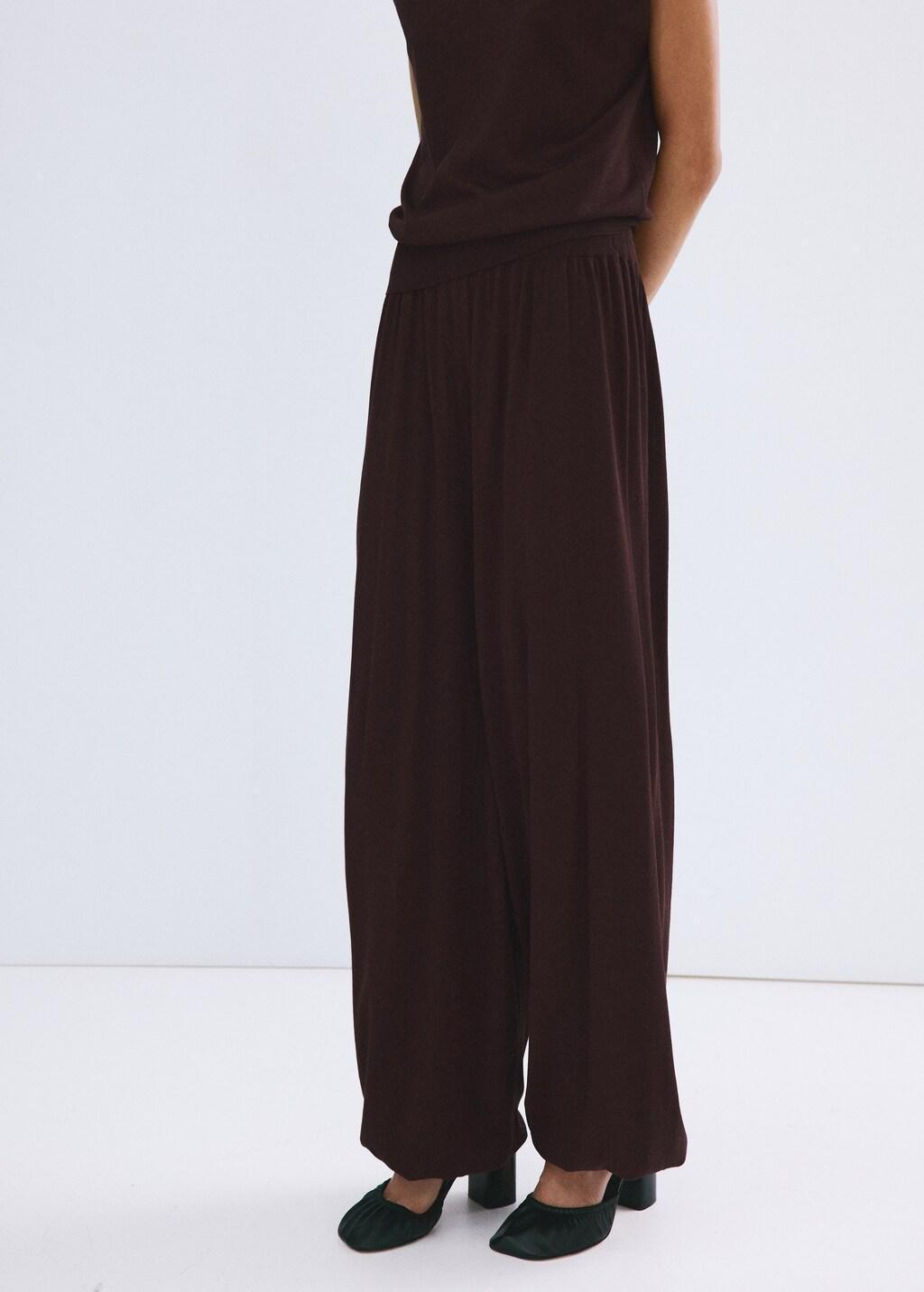 DARK RED Balloon knit trousers, 0201_77, large image number 3