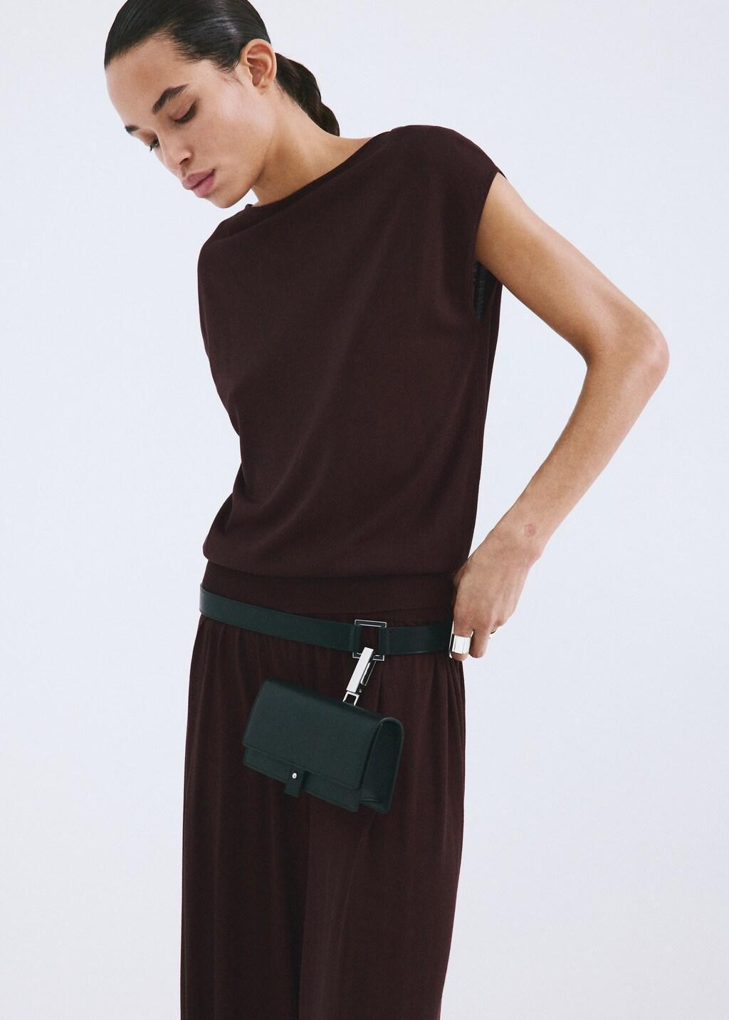 DARK RED Balloon knit trousers, 0201_77, large image number 4