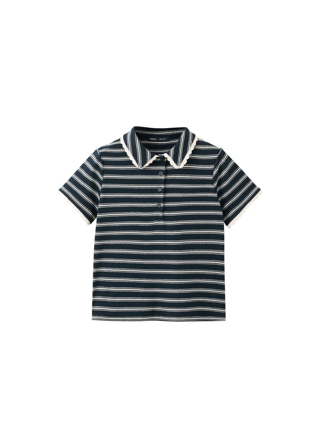 Navy Scalloped Striped Polo, Navy, large image number 6