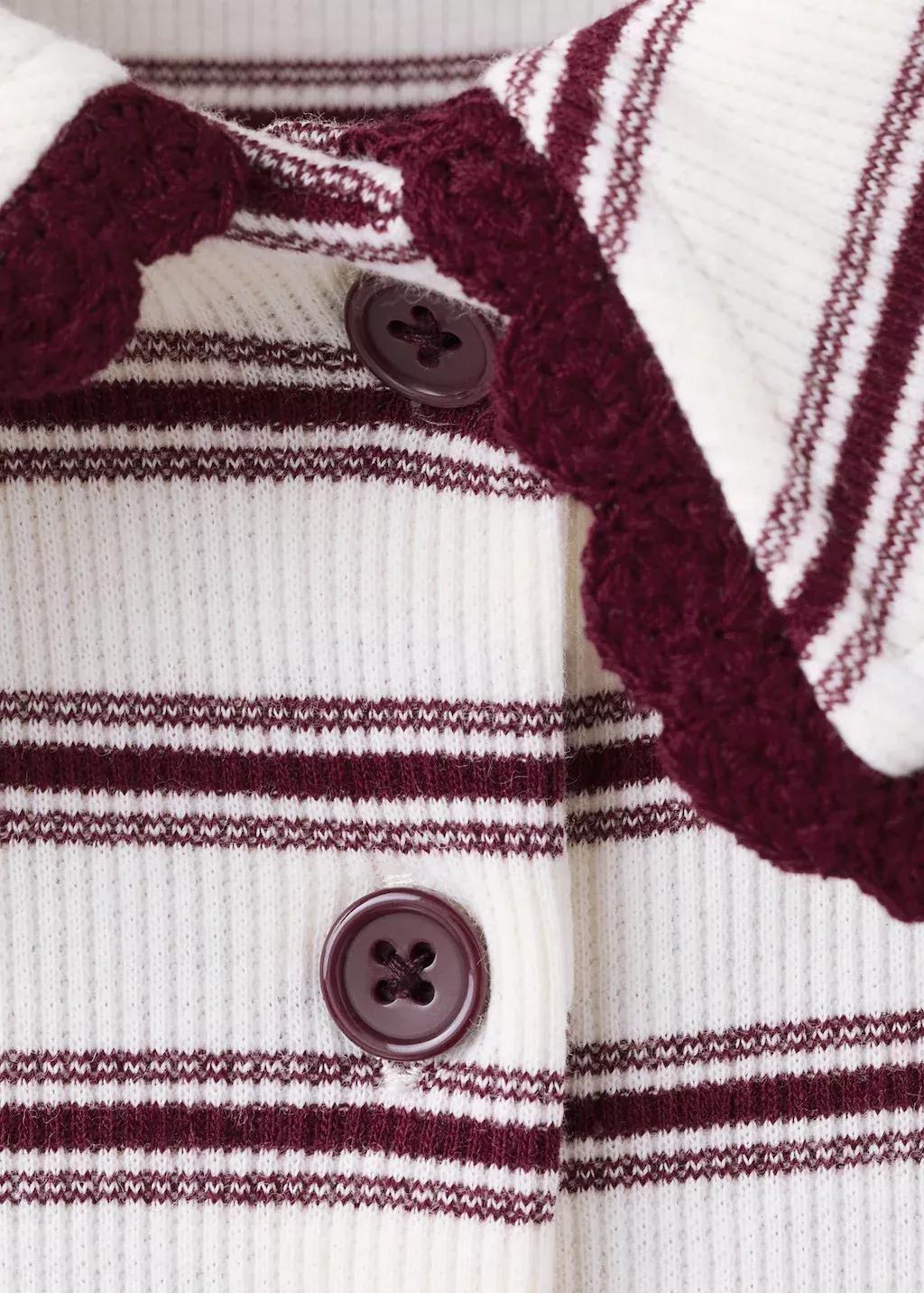 DARK RED Scalloped striped polo, Dark Red, medium