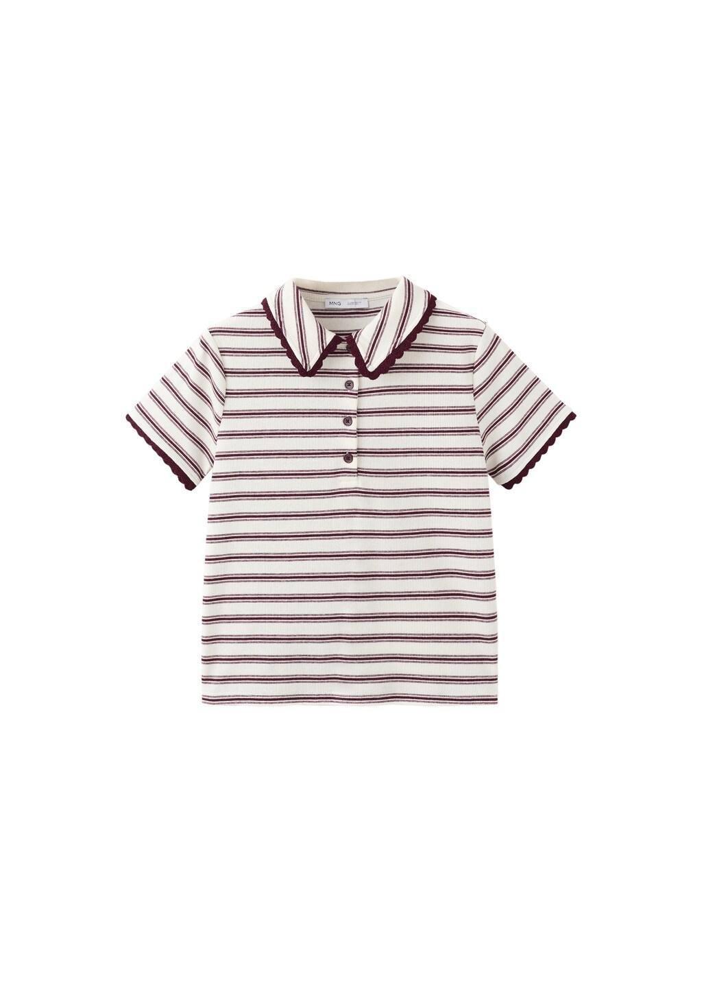 DARK RED Scalloped striped polo, Dark Red, large image number 6