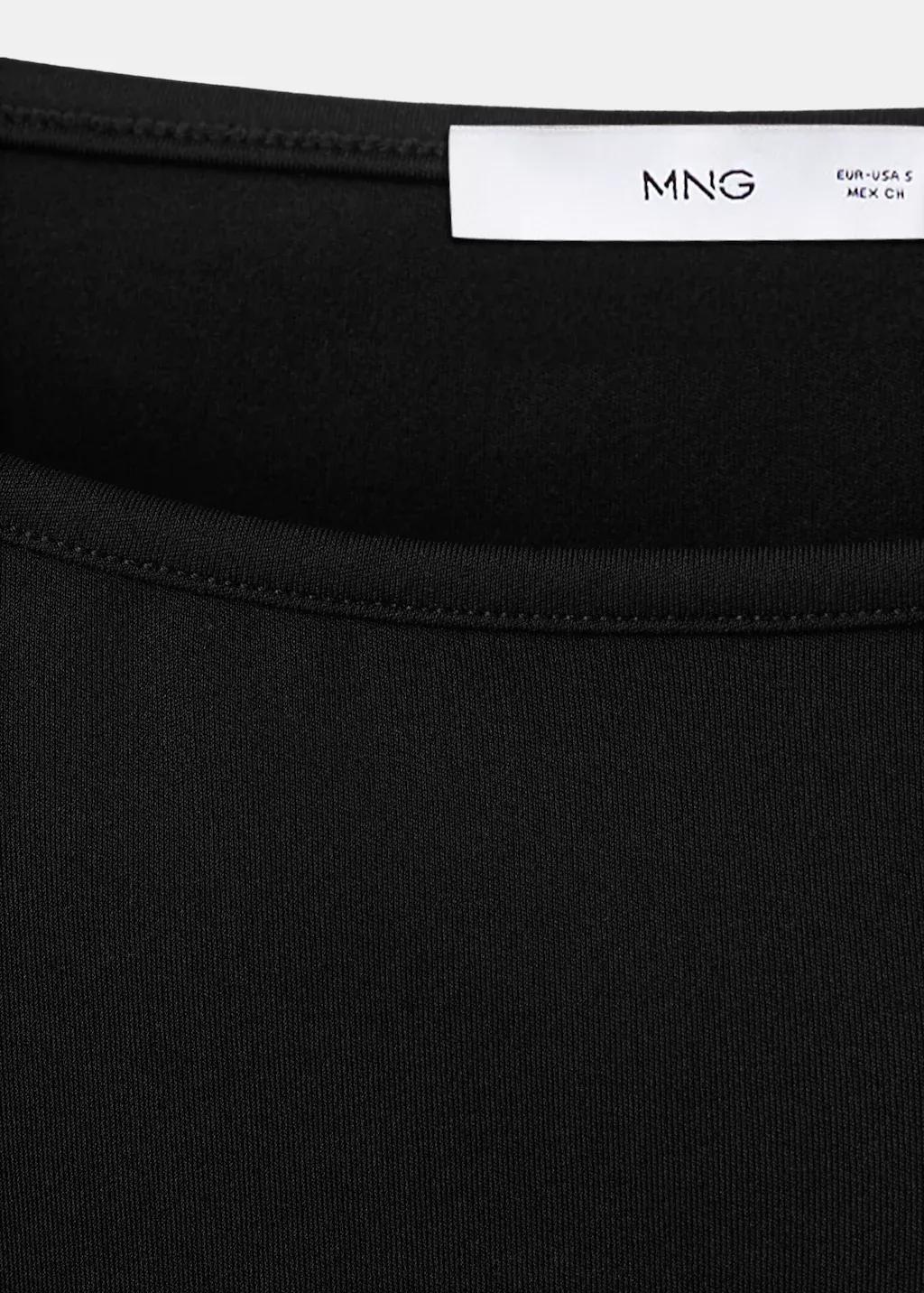 Black Fitted Crop Top, Black, medium